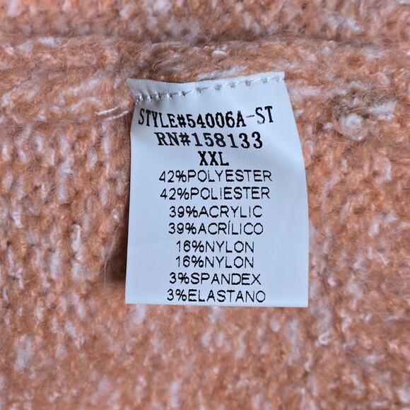 Pink Clover Chunky Cozy Soft Crew Neck Sweater Peach Orange XXL NWT - Picture 5 of 8